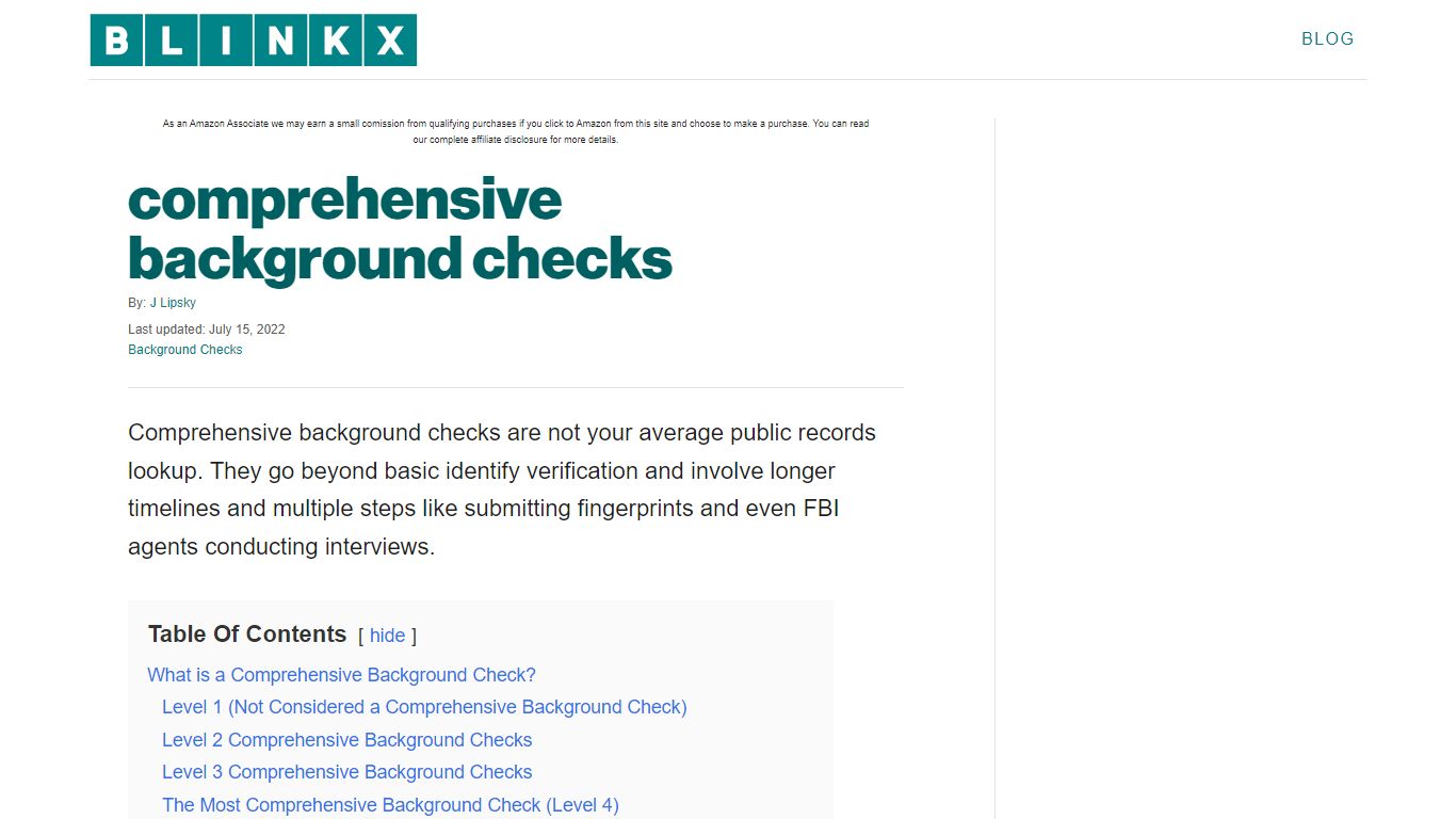 comprehensive background checks - Blinkx